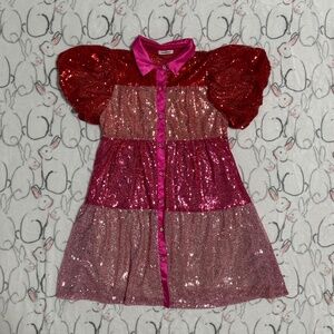 Pink and Red Sequins Dress